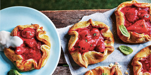 Summer fruit and basil galettes