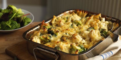 Cauliflower and broccoli cheese bake