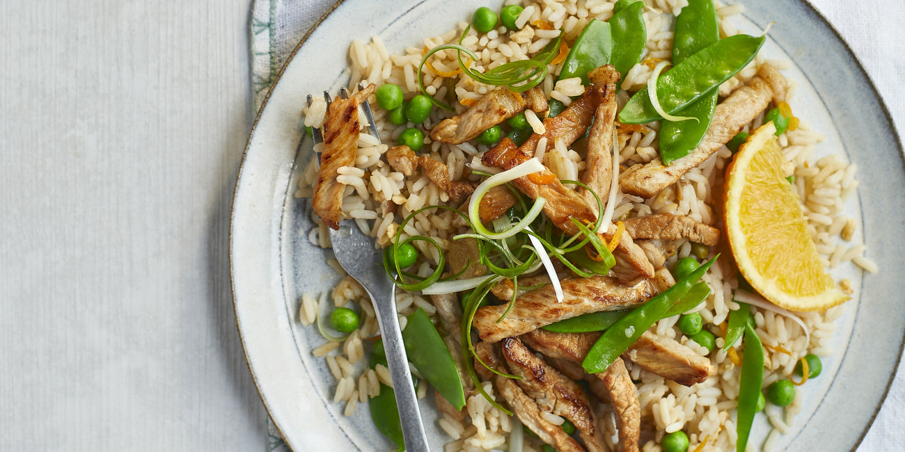 Orange pork and Chinese rice