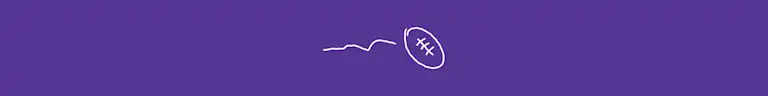 Illustrated rugby ball on a purple background