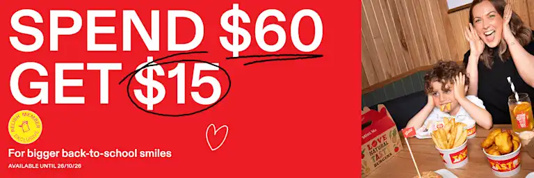 Spend $60, get $15 - For bigger back-to-school smiles