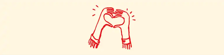 Illustrated hands forming a heart