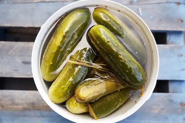 Bucket of dill pickles