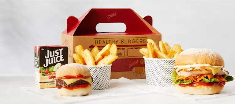Make their meals happier (and healthier) with a Mini Me Pack or delicious Dynamic burgers—perfect for little ones with big appetites. 