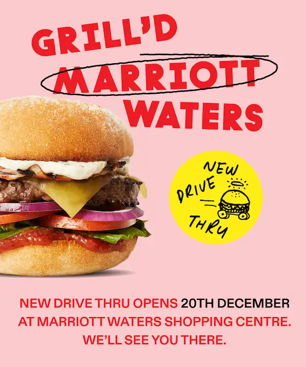 Grill'd Marriott Waters - New Drive Thru opens 20th December at Marriott Waters Shopping Centre