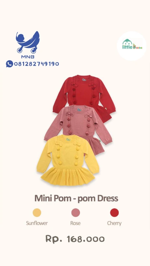 Mumsandbabes - Little Bubba Mini Pom-pom Dress