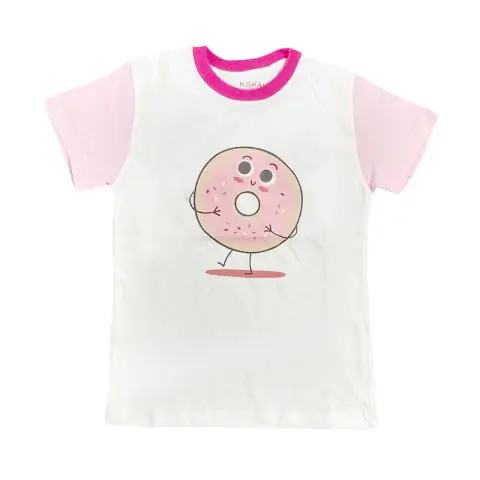 Mumsandbabes - Kohai Donuts Tee Atasan Anak - White Pink L