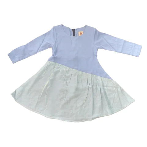 Mumsandbabes - Dress Anak Slice Pattern Motif Blue - Grey Maroon 