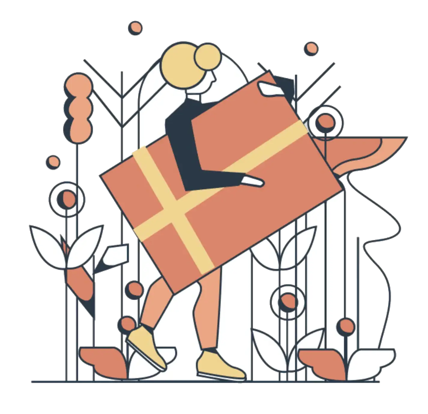 Grafik einer Frau mit einem Geschenk