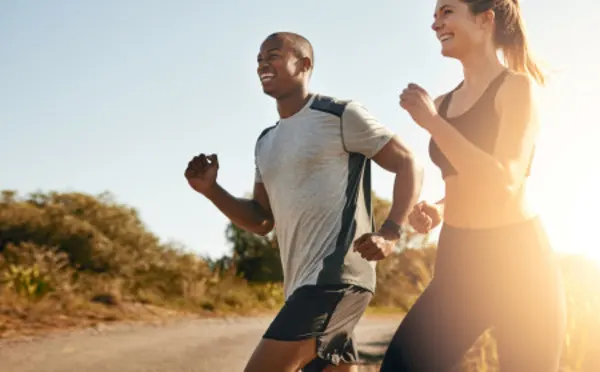 ISSA trainer running with client outside