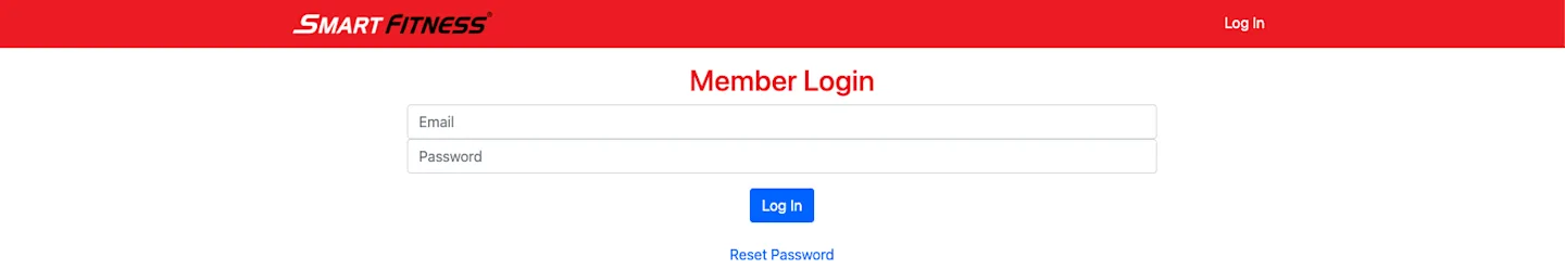 Smart Fitness Clubs login fields