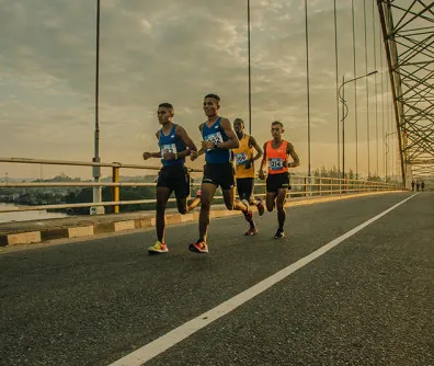 athletes running a marathon