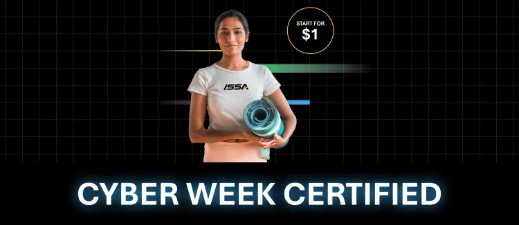 ISSA trainer and client doing yoga on yoga mat