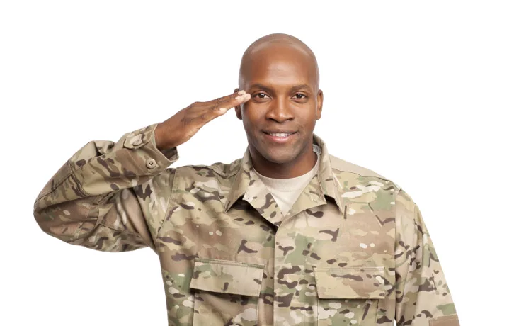 Soldier posing with a salute