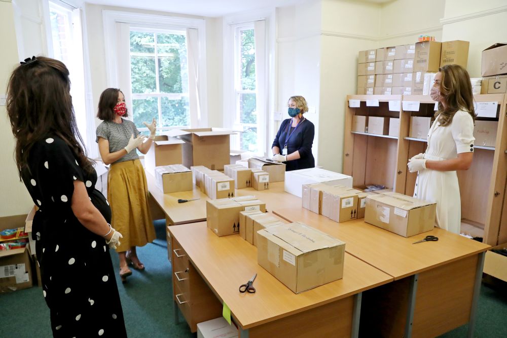 Princess speaks to workers at baby bank