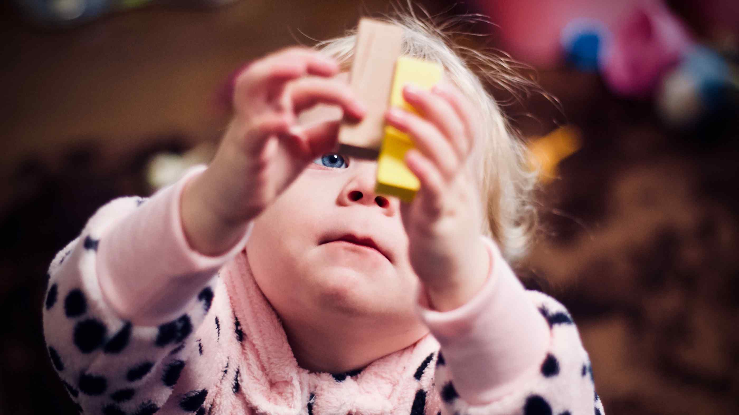 A child playing with building blocks