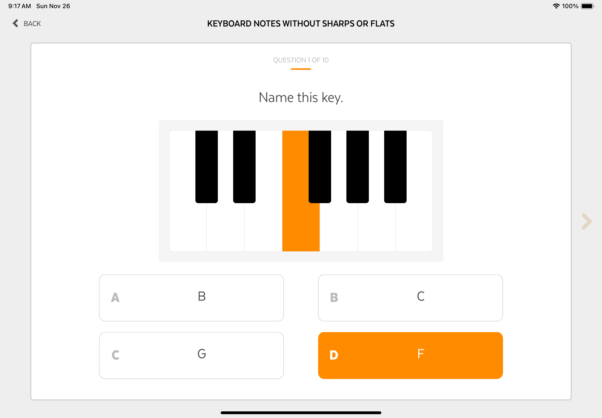 Piano Key Naming - Level 1 screenshot