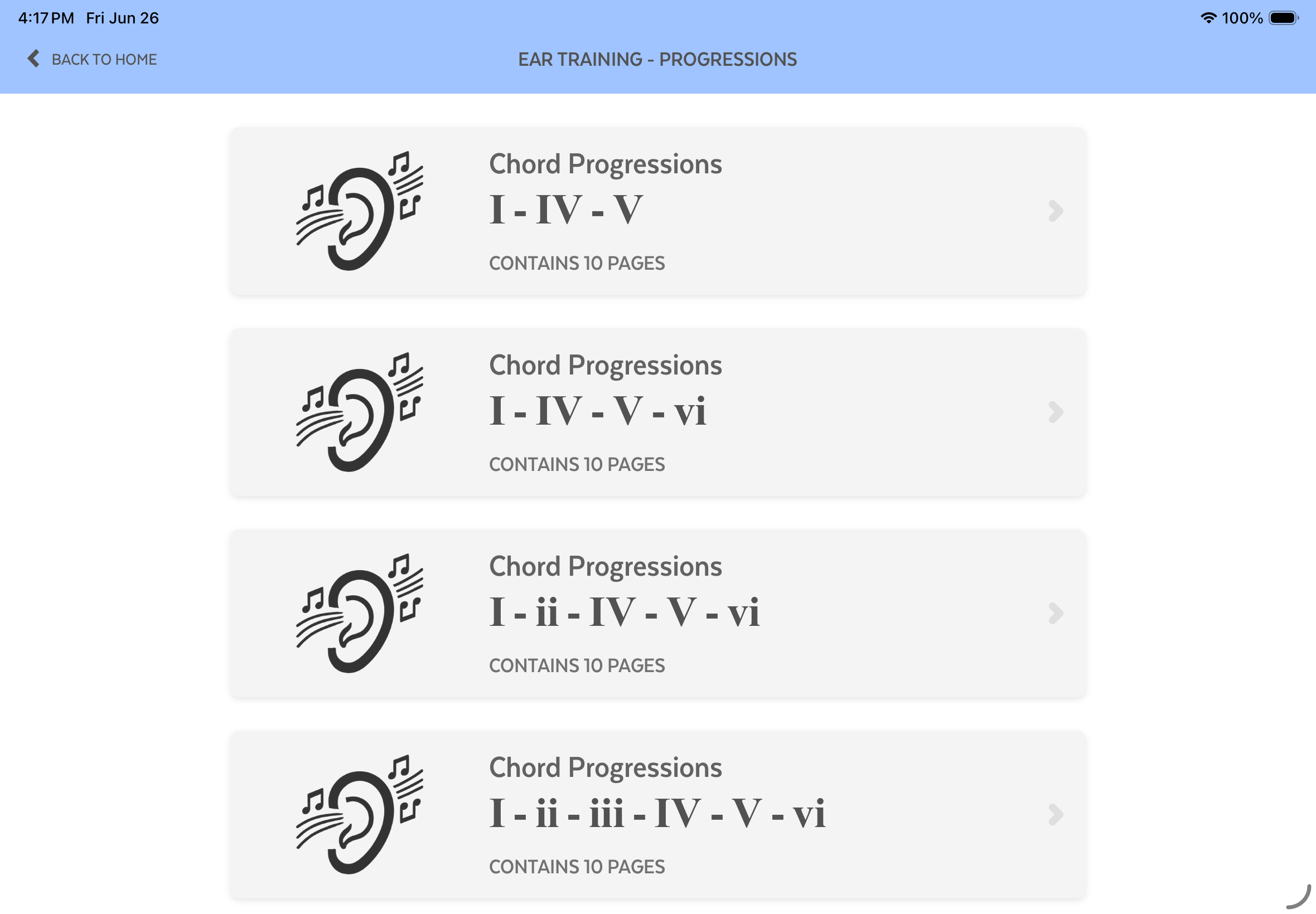 Ear Training - Progressions screenshot