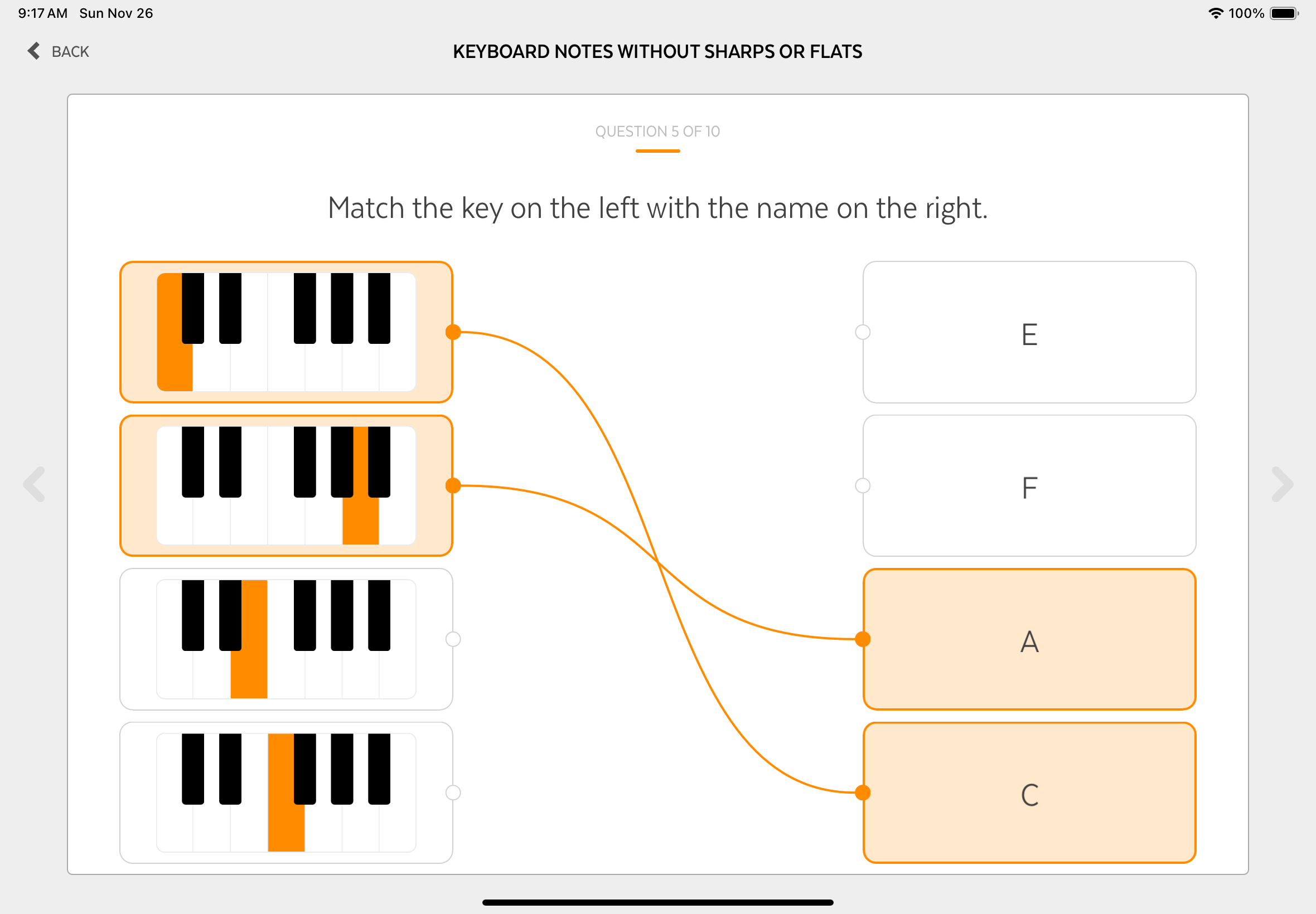 Piano Key Naming - Level 1 screenshot 3