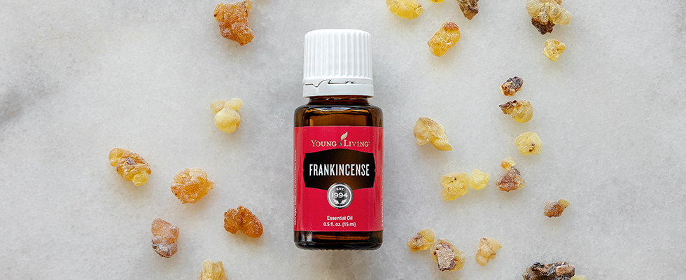 Frankincense and Young Living. From Left to right: Frankincense Leaves, Frankincense Resin, Bottle of Young Living Frankincense 15 ml.