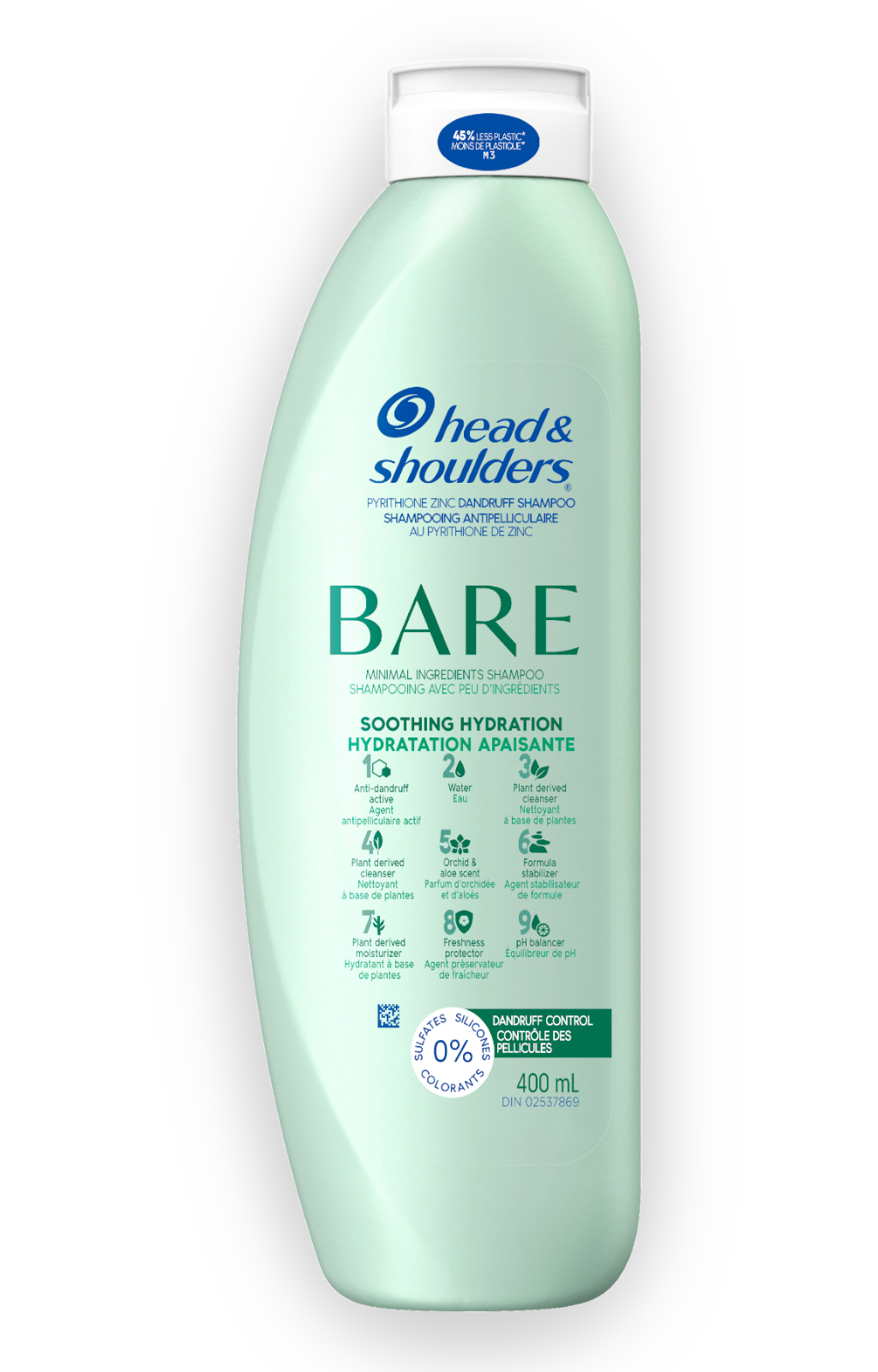 Shampoing Antipelliculaire Bare Anatomy 250ml - Réduit Les Pellicules, Renforce, Senteur Aloe Vera