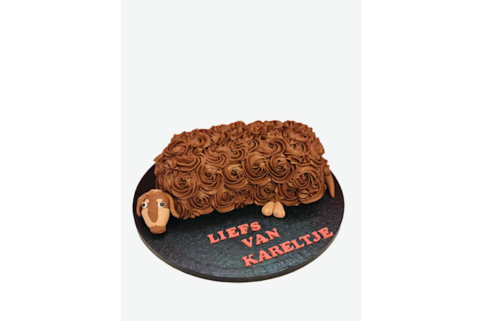 De leukste Kareltje teckel taart bestel je online bij Hippe Taarten Teck Taart Kareltje