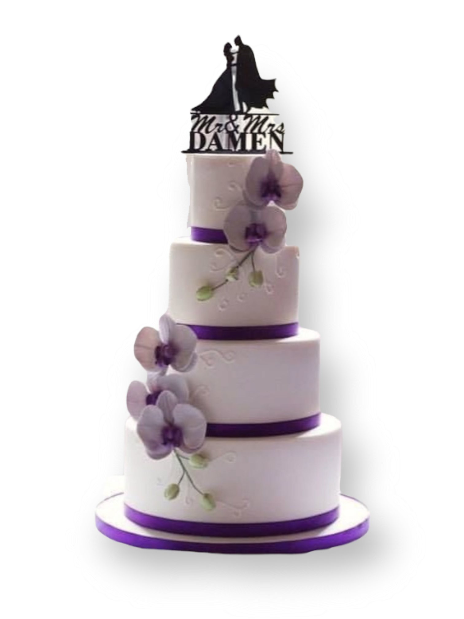 Bruidstaart met orichidee paars
