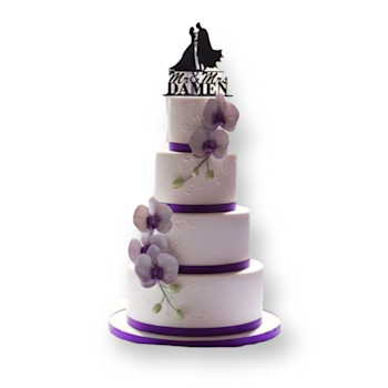 Bruidstaart met orichidee paars