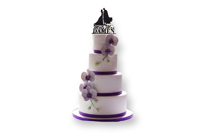 Bruidstaart met orichidee paars