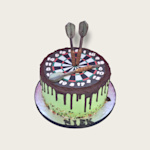 Deze dart taart is extra speciaal door de bijzondere pijlen op de taart. dart taart