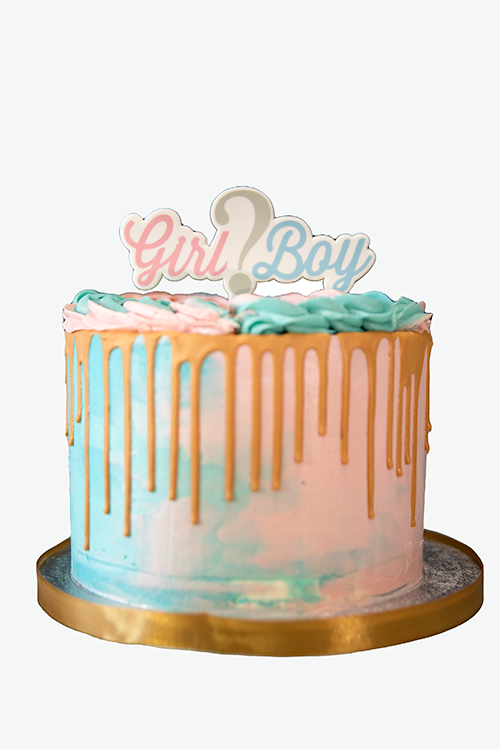 gender reveal drip taart