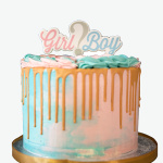 De leukste taart voor jullie gender reveal party. gender reveal drip taart