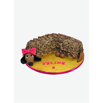 De leukste teckel taart bestel je online bij Hippe Taarten Teckel Taart