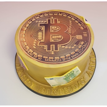 Hippe bitcoin taart voor de liefhebben of belegger van deze crypto munt. bitcoin