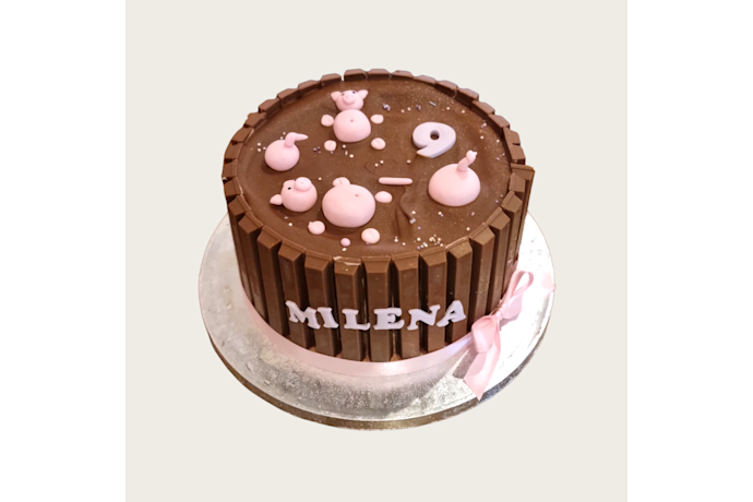 Lieve chocolade taart met varkentjes   Chocolade varkentjes taart