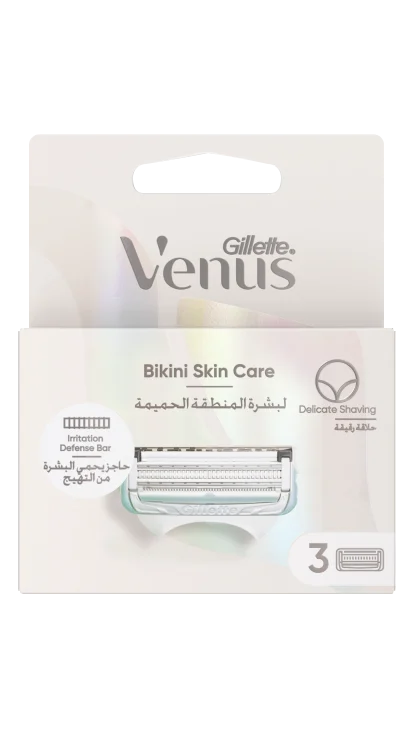 Package of 3 razor blade refills for Venus Bikini Skin Care razor