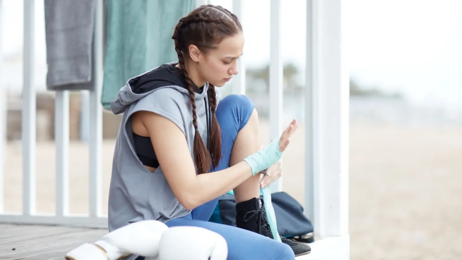  A woman preparing for the training.