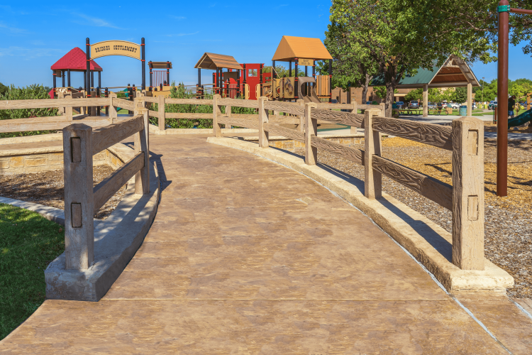 Precast concrete rail fence for playground from Superior Concrete Products