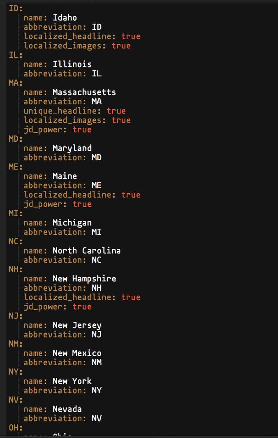 Amica Auto: State definitions