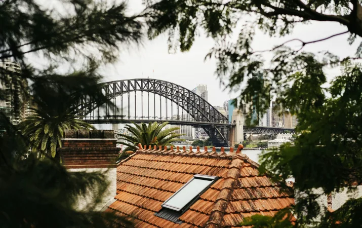 Sydney Harbour Bridge from a suburban street