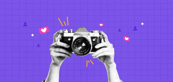 Disembodied hands holding up a camera