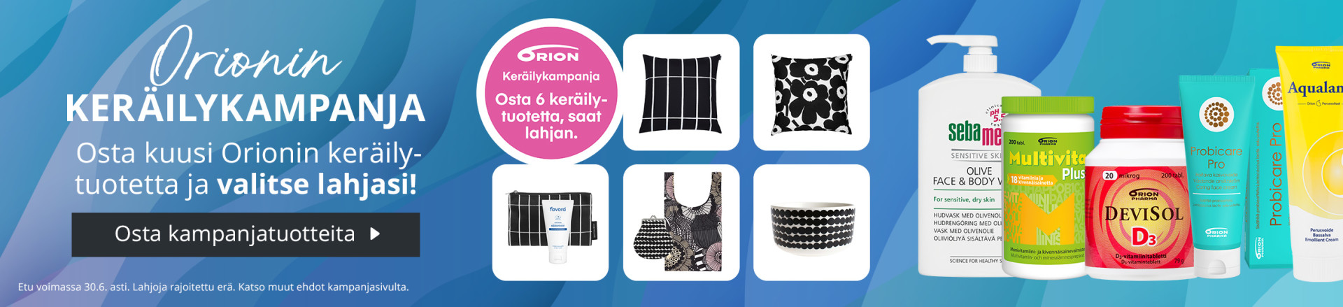 Orionin keräilykampanja | Osta kuusi Orionin keräilytuotetta ja kerää lahjoja!