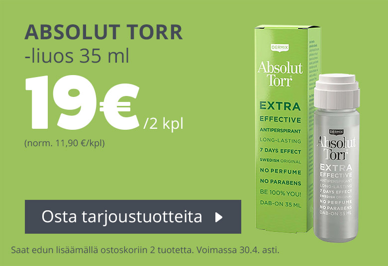 Huhtikuun nipputarjous | Absolut Torr -liuos 35 ml 19 €/2 kpl