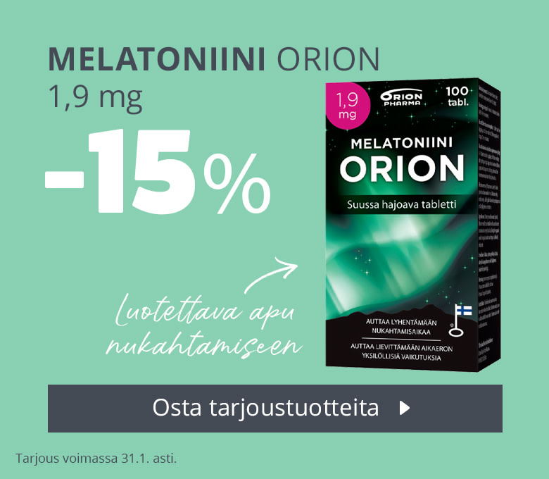 Tammikuun tarjous | Orion-melatoniinit 1,9 mg -15 %