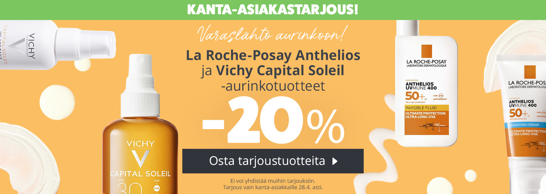 Varaslähtö aurinkoon | La Roche-Posay ja Vichy -aurinkotuotteet -20 %