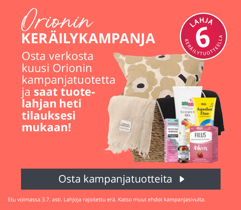 Orionin keräilykampanja | Osta kuusi Orionin keräilytuotetta ja kerää lahjoja!