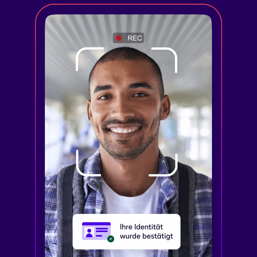 Phone showing face ID with confirmation of identity being verified.
