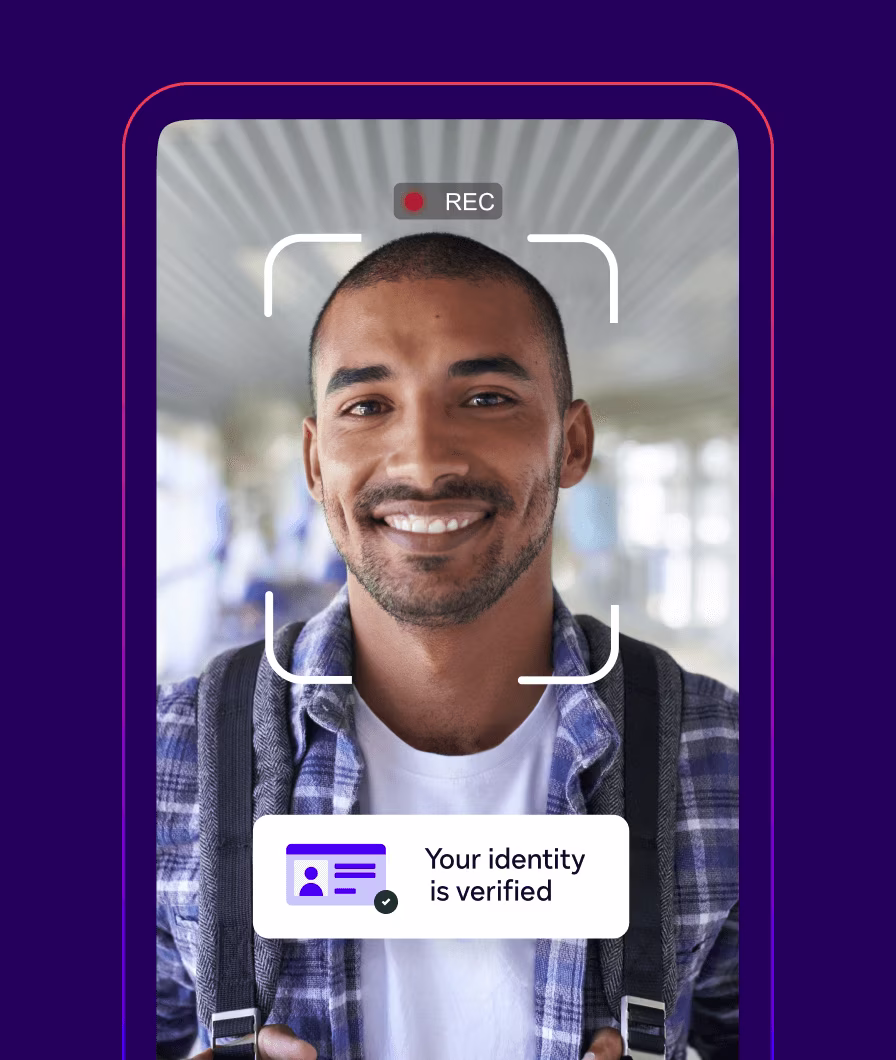 Phone showing face ID with confirmation of identity being verified.