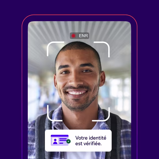 Phone showing face ID with confirmation of identity being verified.
