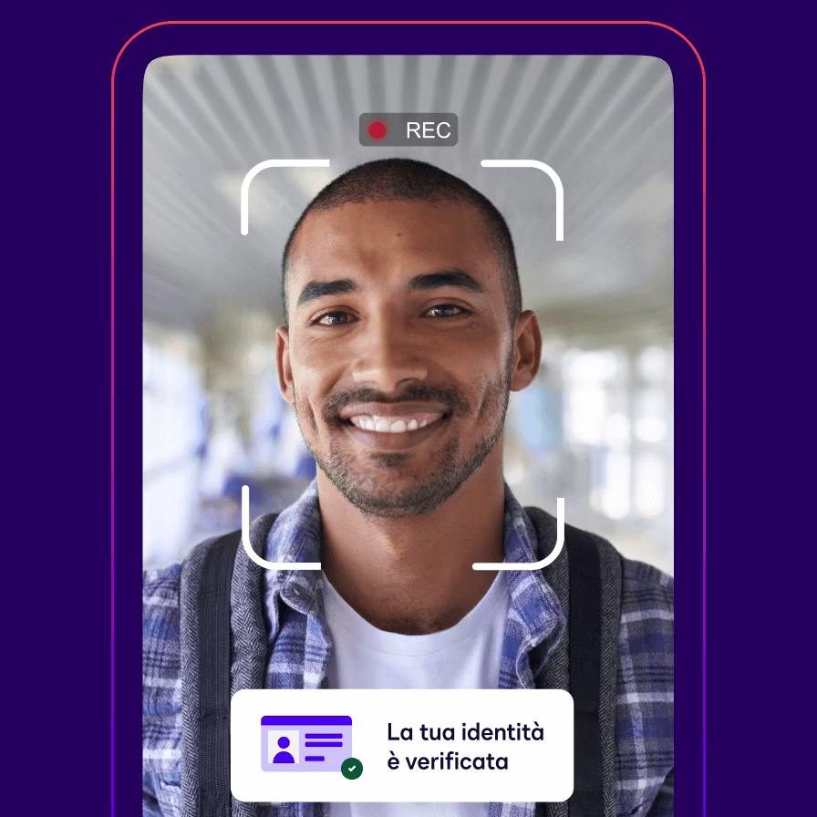 Phone showing face ID with confirmation of identity being verified.